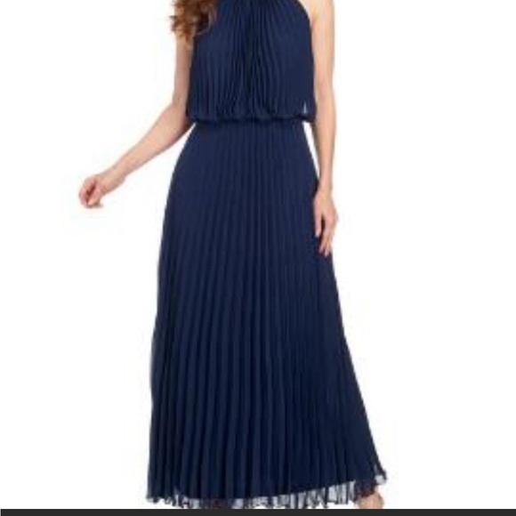 strapless open back dress Wenden Halter Neck Pleated Midi Dress Terracotta / Xs by Sugarlips main image 1